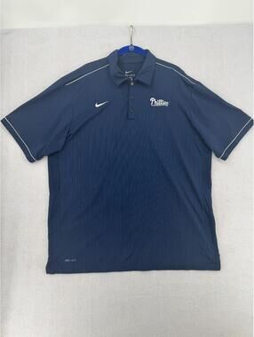 Men's Black Nike Philadelphia Phillies Dri Fit Polo Shirt Size X-Large